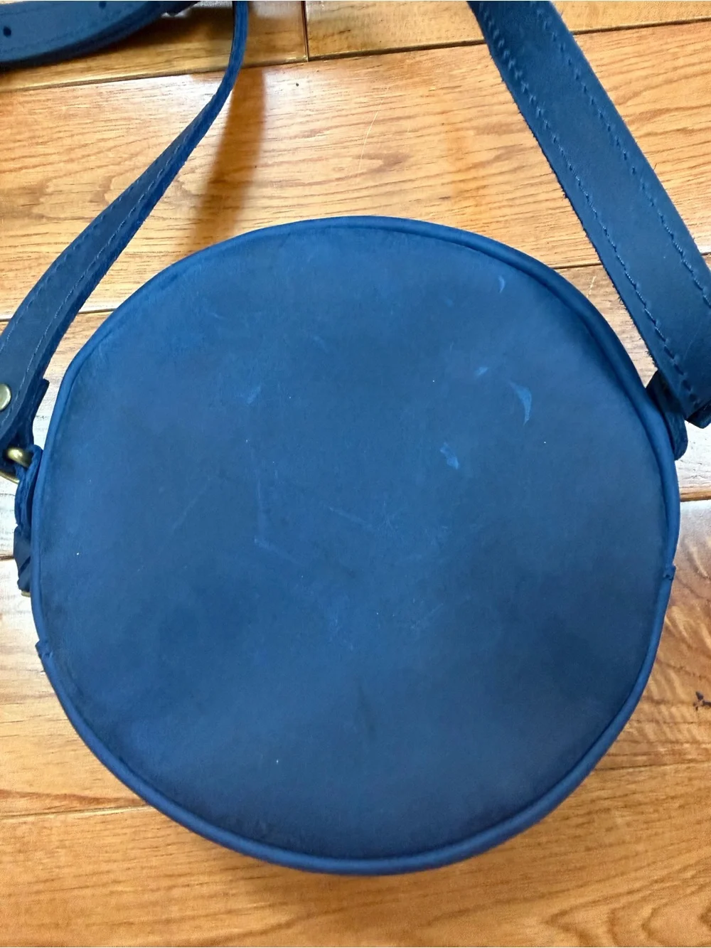 Portland Leather Nubuck Leather Small Round Crossbody Bag